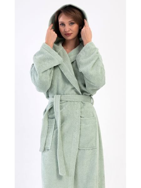 Dámský župan dlouhý s kapucí Máta - mátová