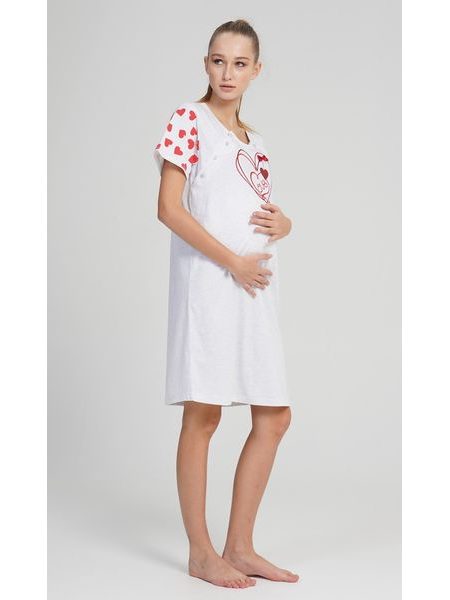 Dámská noční košile mateřská Love - světle šedá