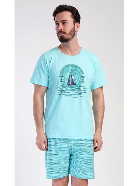 Pánské pyžamo šortky Jachting - mentolová
