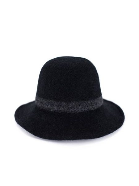Vlněný klobouk s pruhem černý