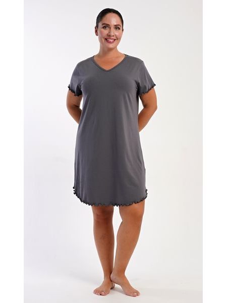 Dámská noční košile s krátkým rukávem Alexandra - tmavě šedá
