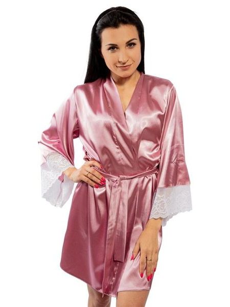 Saténový župan Adelaide starorůžový