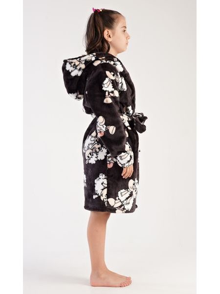 Dětský župan s kapucí Ovečka - tmavě šedá