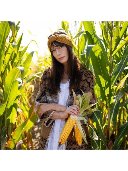 Čelenka s uzlem hořčicová