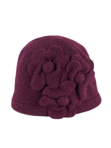 Klobouk s třemi květy vínový