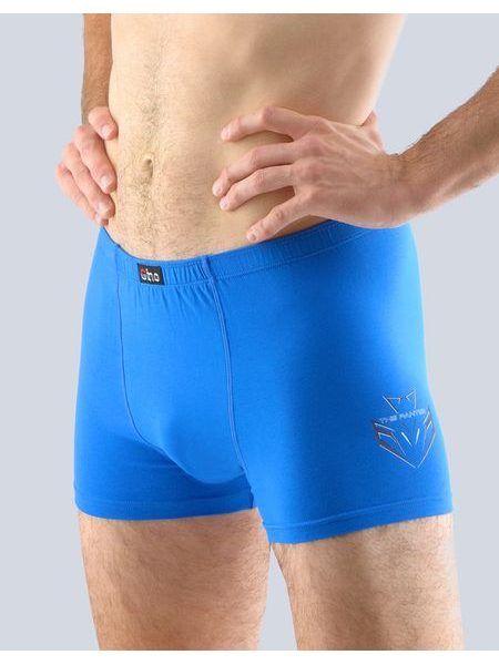 Pánské boxerky s kratší nohavičkou, kratší nohavička, šité, s potiskem 73110P - tyrkysová lékořice
