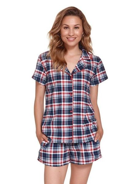 Dámské pyžamo Nona červeno-modré káro