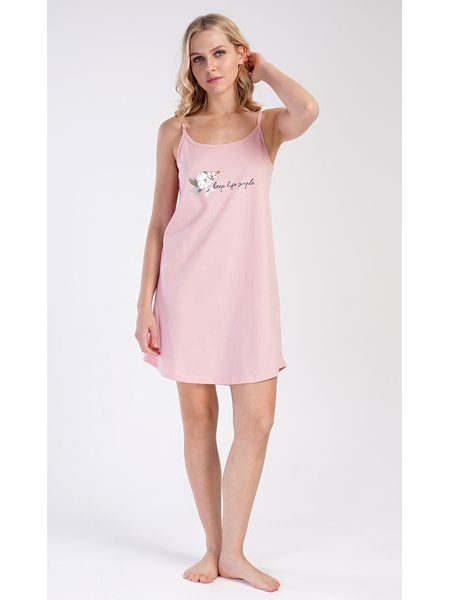 Dámská noční košile na ramínka Zuzana - světle růžová