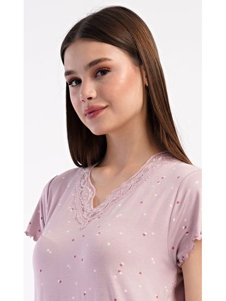 Dámská noční košile s krátkým rukávem Iris - starorůžová
