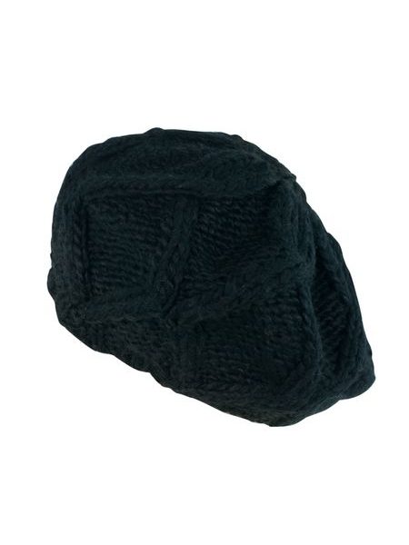 Pletený černý baret