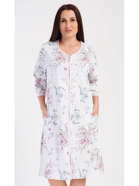Dámské domácí šaty s tříčtvrtečním rukávem Margot - bílá
