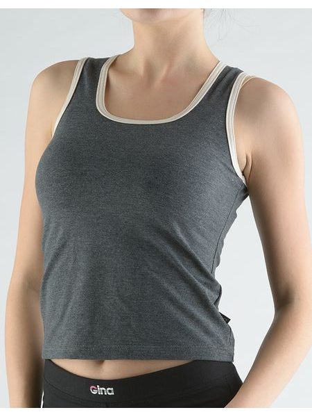 Dámské tílko, širší ramínka, šité 98027P - tm. šedá písková