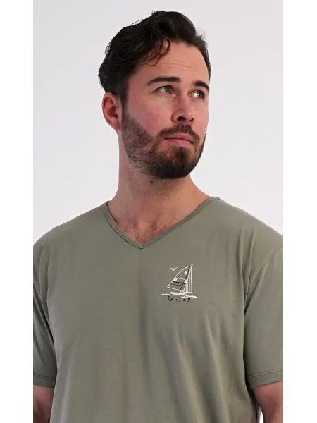Pánská noční košile s krátkým rukávem Adrien - khaki