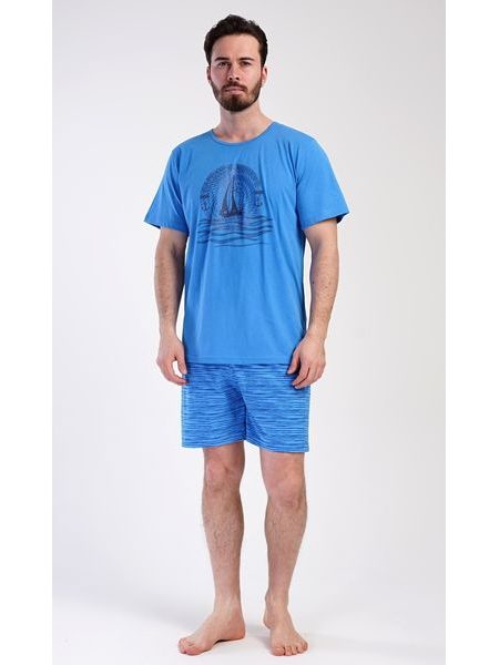 Pánské pyžamo šortky Jachting - modrá