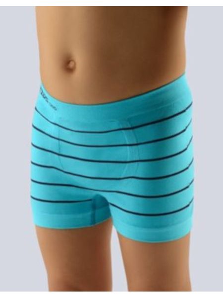 GINA dětské boxerky chlapecké, kratší nohavička, bezešvé Bamboo 25997P - tm. tyrkysová lékořice