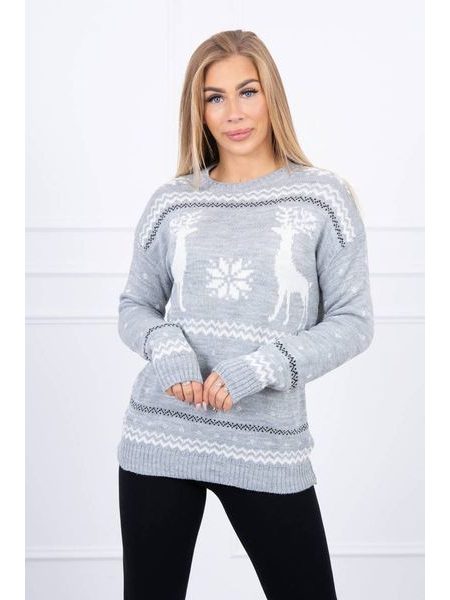 Šedý vánoční svetr se soby