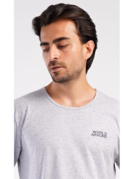 Pánské pyžamo dlouhé World around - šedá