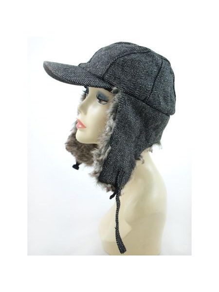 Ušanka s kšiltem šedá