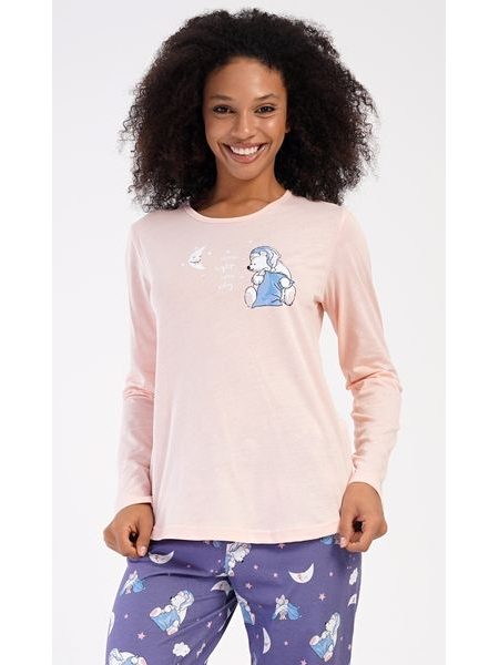 Dámské pyžamo dlouhé Good night - světle lososová