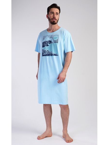 Pánská noční košile s krátkým rukávem Wander - šedá