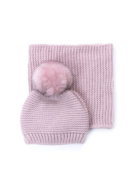 Sada dětské čepice s nákrčníkem růžová