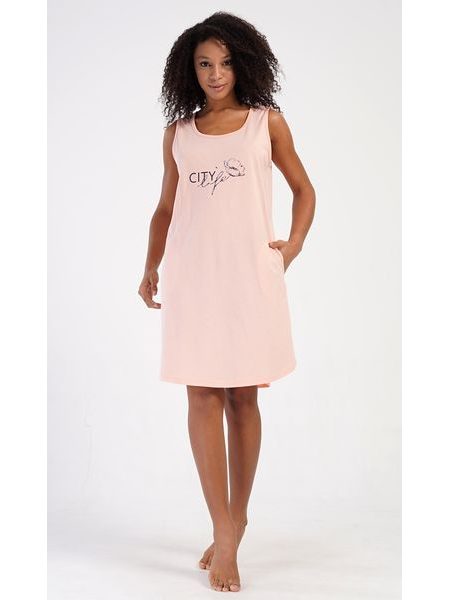 Dámská noční košile na ramínka Agnes - světle lososová