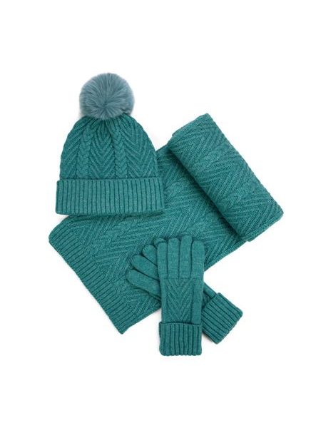 Čepice, šála a rukavice - modrozelená