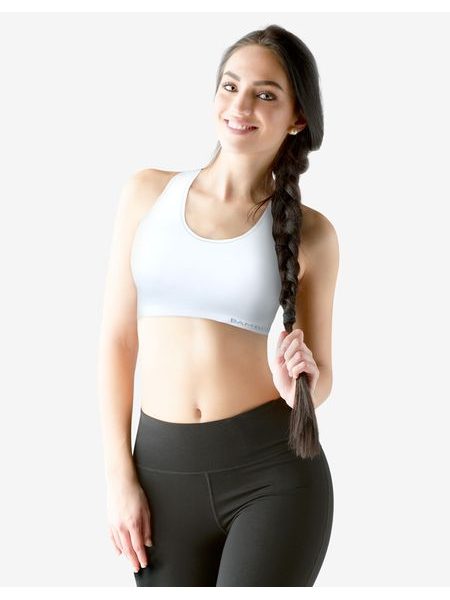 Dámská podprsenka sportovní s vycpávkami, bez kostice, bezešvé ECO Bamboo Sport 07018P - bílá