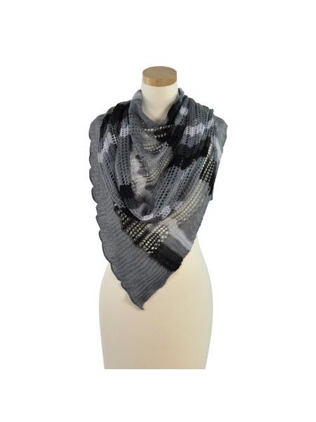 Ažurový šál šedý