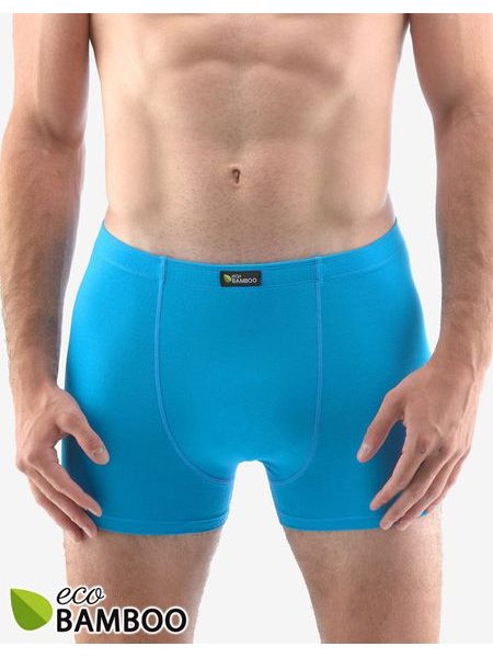 Pánské boxerky s kratší nohavičkou, kratší nohavička, šité, jednobarevné Eco Bamboo 73125P - dunaj