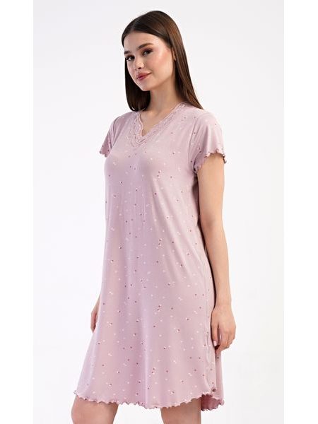 Dámská noční košile s krátkým rukávem Iris - starorůžová