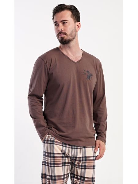 Pánské pyžamo dlouhé Paul - hnědá