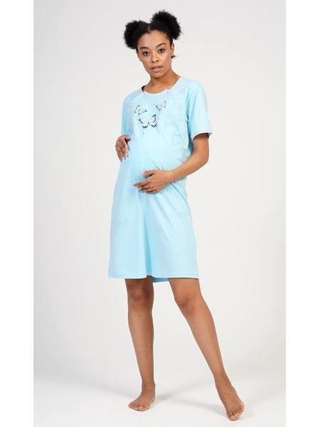 Dámská noční košile mateřská Motýlci - mentolová