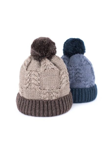 Zimní čepice s bambulí modrá