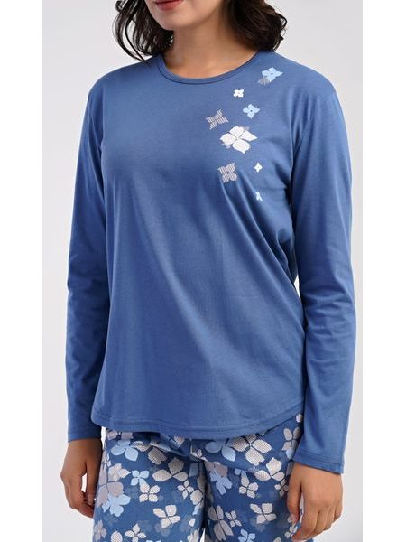 Dámské pyžamo dlouhé Joanne - modrošedá