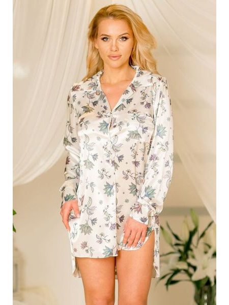 Saténová noční košile Tulum Boho bílá