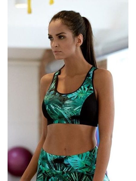 Fitness funkční podprsenka Patricie zelené listy