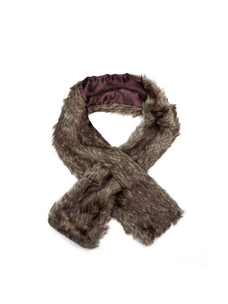 Kožíšková dlouhá šála hnědá