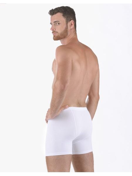 Pánské boxerky s delší nohavičkou, delší nohavička, šité, jednobarevné Eco Bamboo 74159 - bílá
