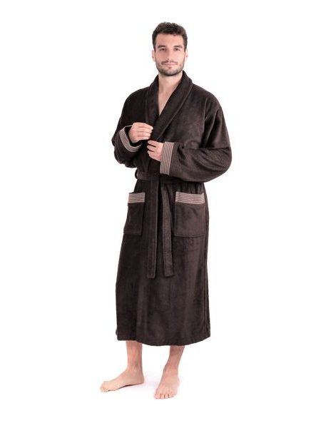 Pánský bambusový župan dlouhý se šálovým límcem BOSTON kávová