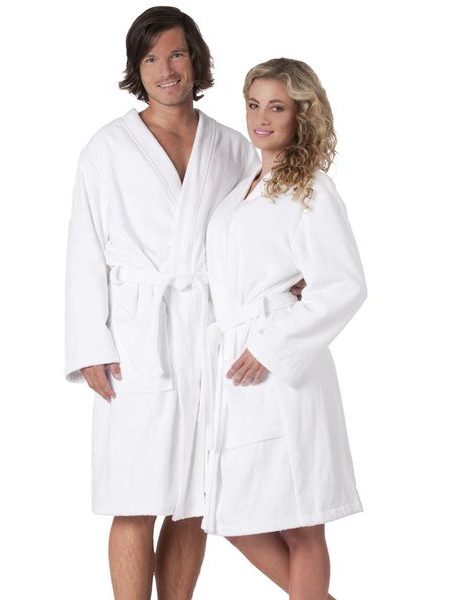 Unisex 3/4 bambusový župan kimono SAUNA bílá
