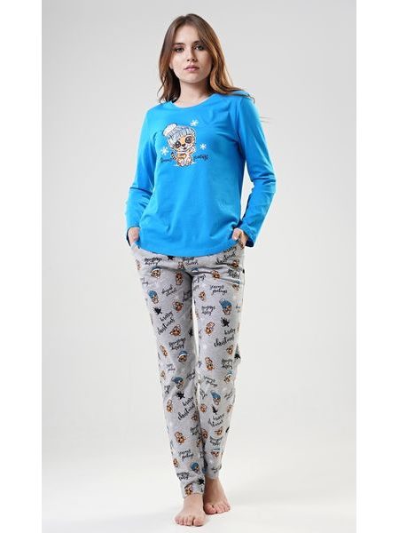 Dámské pyžamo dlouhé Tygřík - šedá