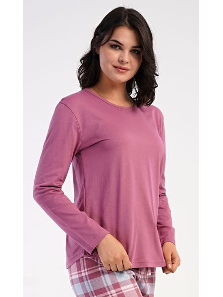 Dámské pyžamo dlouhé Dominica - šeříková