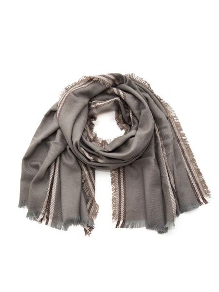 Módní šedý hnědý šál s lemovkou