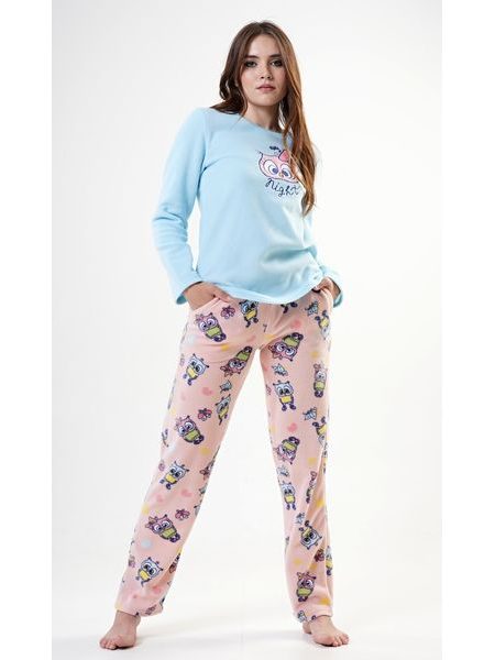 Dámské pyžamo dlouhé Sovička - mentolová