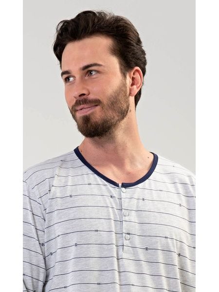 Pánská noční košile s dlouhým rukávem Filip - šedá