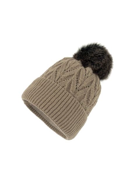 Sada pletené čepice a šály Lomnice béžová