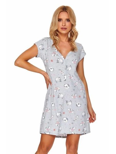 Dámská noční košilka Kim kočky šedá