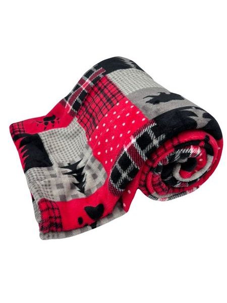 Deka 150 x 200 cm, 220 GSM, tisk káro