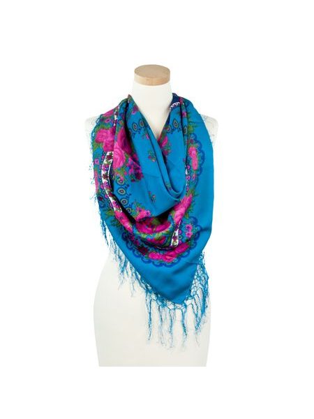 Šátek s etno vzorem modrý